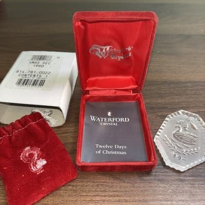 New *VINTAGE* Waterford Crystal Ornament 1990 12 Days Christmas 7 Swans Swimming