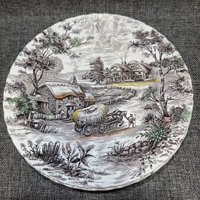 3 Vintage Staffordshire Yorkshire Ironstone 9 3/4” Dinner Plates 4405 Colors