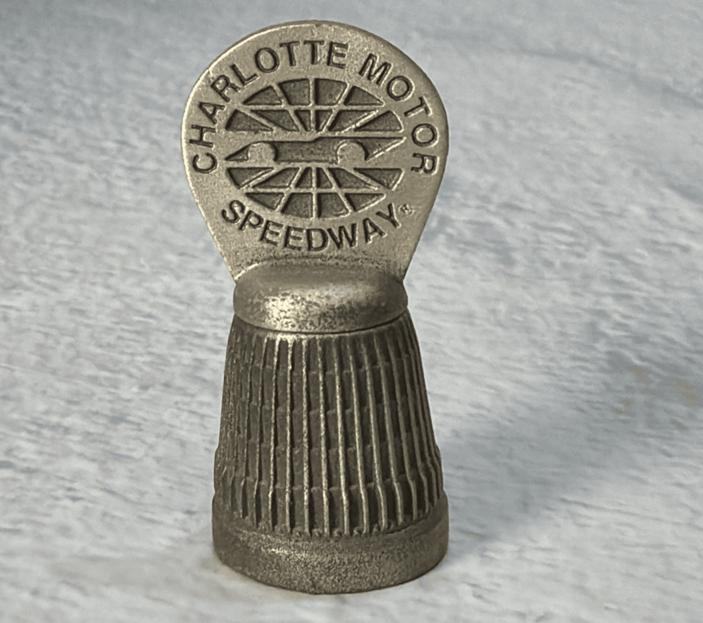 Charlotte Motor Speedway VINTAGE FORT PEWTER THIMBLE SOUVENIR SEWING TOOL