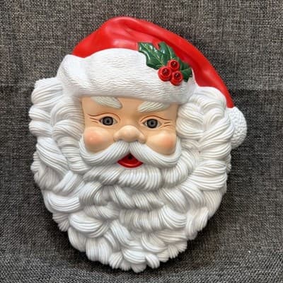 Vintage Light up Talking Musical Santa Face Christmas Motion Activated 1995 Work