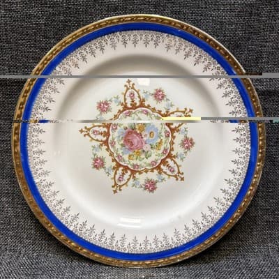 Vintage Homer Laughlin Eggshell Georgian Dinner Plate 1949 Cobalt Gold Floral
