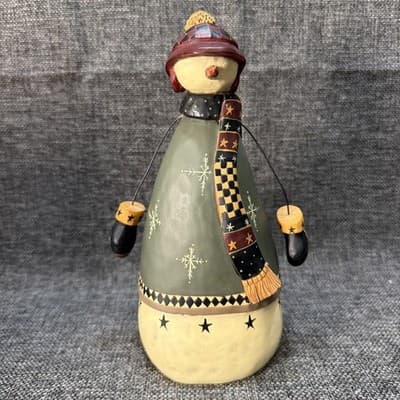 Williraye Studio Americana Snowman WW2365 Folk Art 8” Winter Figurine Vintage