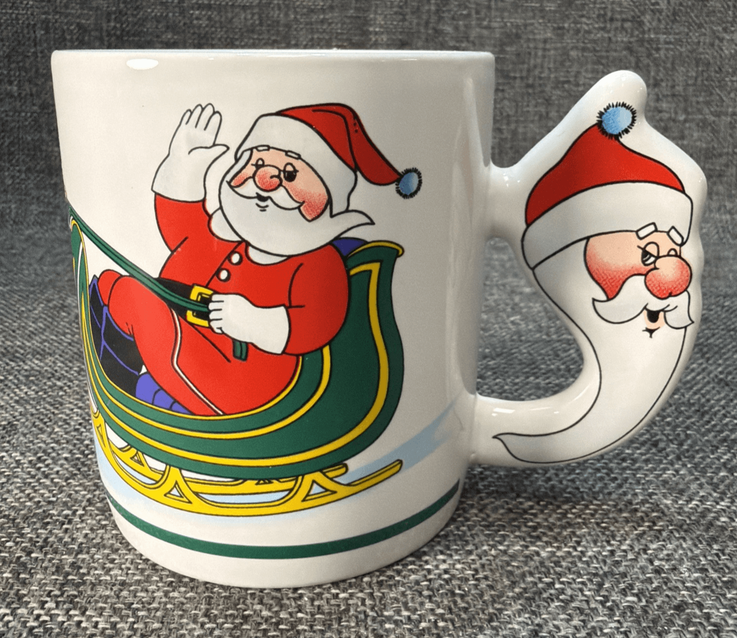Collectible The Love Mug Christmas Ceramic Mug Santa Handle Reindeer And Sleigh