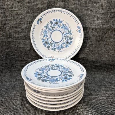 Noritake Progression Blue Moon Floral 9022 6 3/8" Bread & Butter Plates Set of 8