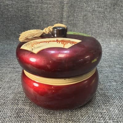 Vintage Japanese Lacquerware Tea Caddy Lidded Storage Jar Red Tassel Japan