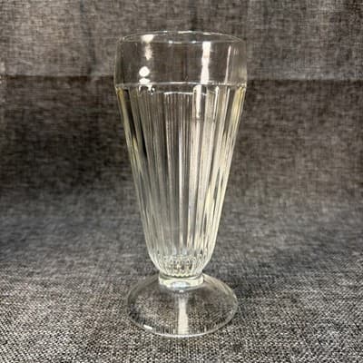 Vintage Parfait Ice Cream Sundae Footed Heavy Glass Clear Ribbed 7" Tall