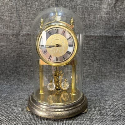 Kundo Anniversary Clock Dome Battery Operated Brass Design Mantel Germany Works