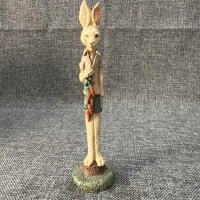 1992 Early Jim Shore Farmer Carrots Pencil Rabbit Statue 7” Easter Bunny Crk1059