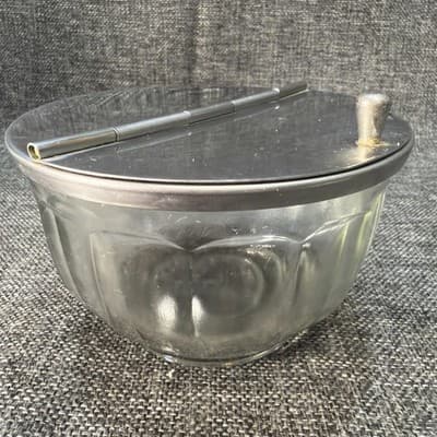 Glass Flip Top Metal Lid Restaurant Sugar Bowl Bloomfield Chicago Illinois VTG