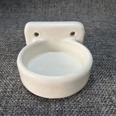 White Porcelain Wall Mount Bathroom Cup Tumbler Holder Patina Antique Bathroom
