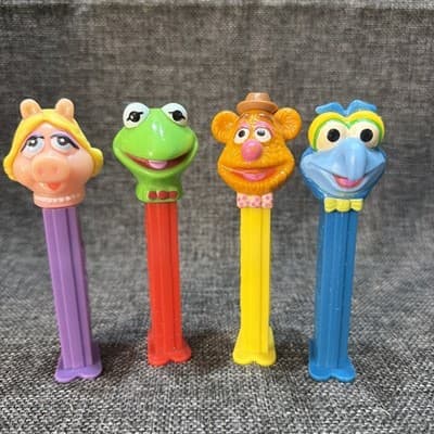 4 Retired Muppets Pez Fozzie Kermit Gonzo & Miss Piggy 1991 Loose Unused