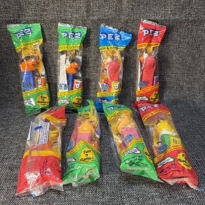Pez Sesame Street Lot Of 8 Muppets Bert Ernie Elmo Big Bird And Zoe in Bags
