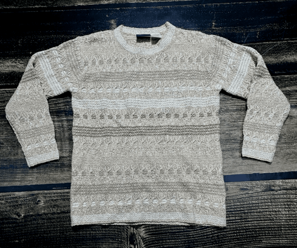 VTG Liz Claiborne Women Ivory Brown Pullover Sweater Oatmeal Heather Small