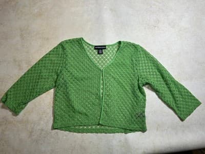 Vintage Norton McNaughton Cardigan Light Weight Single Close Green Spring Easter