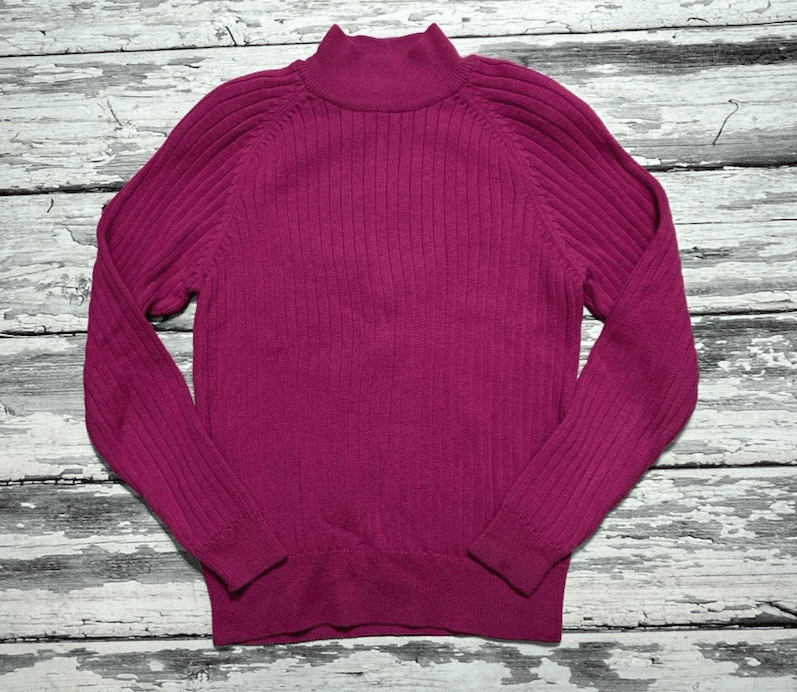 Jeanne Pierre 100% Cotton Fuchsia Pink Rib Knit Sweater Vintage Pullover S M P