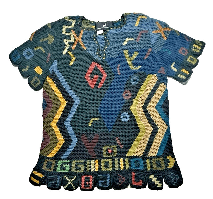 Peruvian Connection Bold Tunic Women’s Medium Baby Alpaca Wool Knit Sweater VTG
