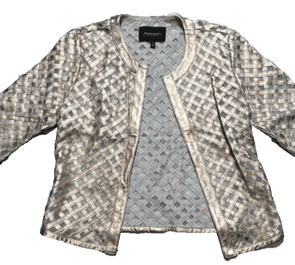 NEIMAN MARCUS THE LEATHER COLLECTION 100% Rose Gold Leather Jacket Open Work
