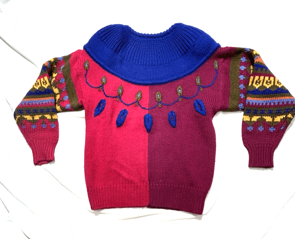 Leslie Fay 1980’s Women’s Purple Vintage Sweater Petite Bold Colors Heavy Weight