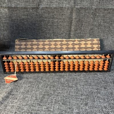 Unshudo Abacus Soroban 23 digits Vintage Wood in Original Box And Price Hang Tag
