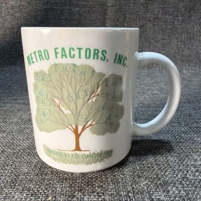 Vtg Metro Factors Inc Color Changing Magic Mug Money Tree Heat Reveal Promo Cup