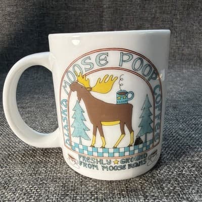 Alaska Moose Poop Freshly Ground Coffee Beans Mug Cup Travel Souvenir