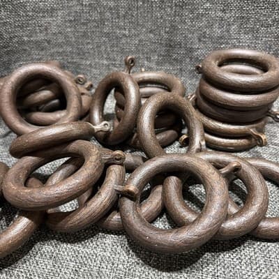 Lot Of 25 Wood Look Curtain Rings Eyes Drapery Hardware 2-3/4" 1-3/4" Plastic