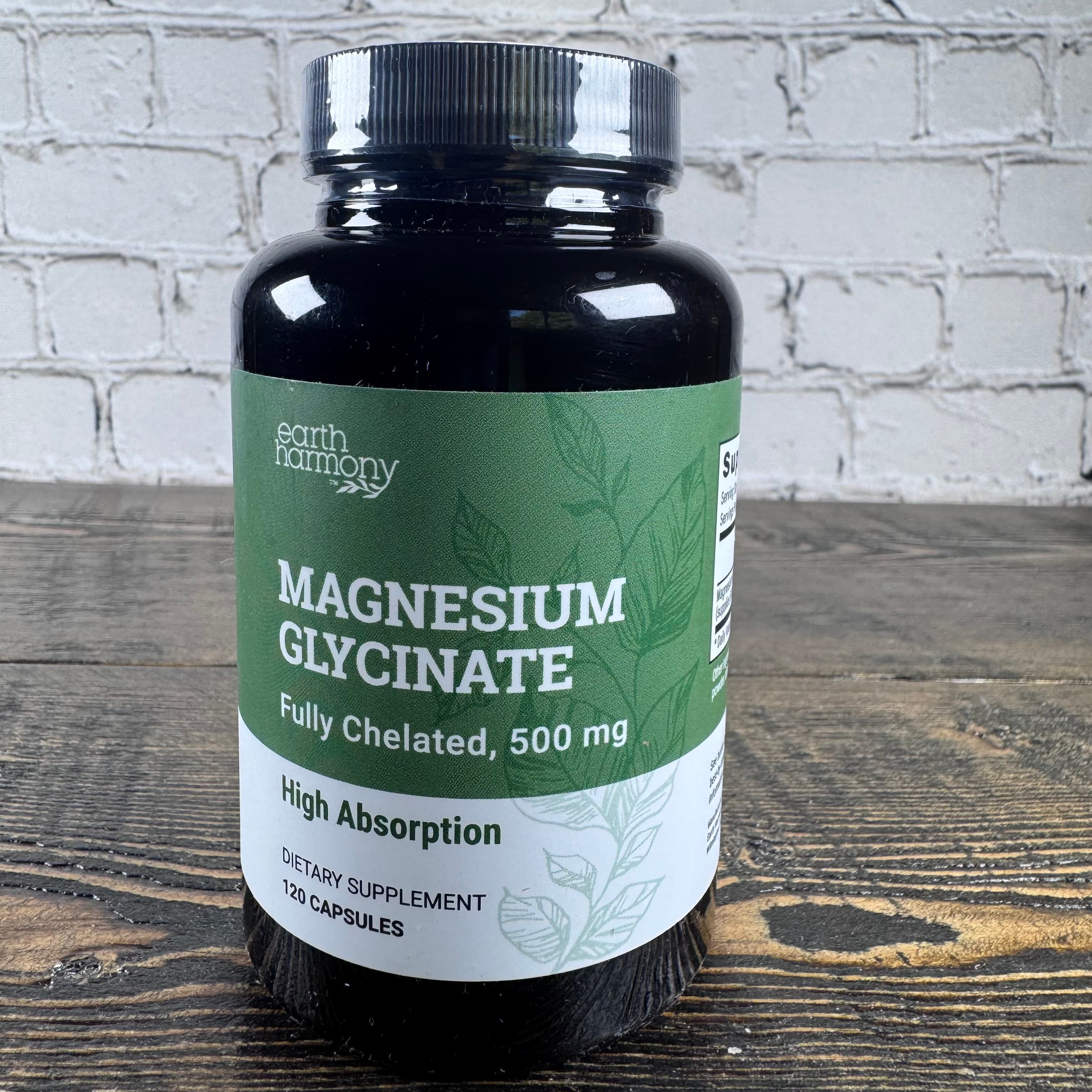 Earth Harmony Magnesium Glycinate Chelated 500mg 120 Capsules High Absorption