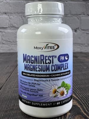 MoxyVites™ MagniRest™ PM Magnesium - Lemon Balm Chamomile - Calming - Relaxing