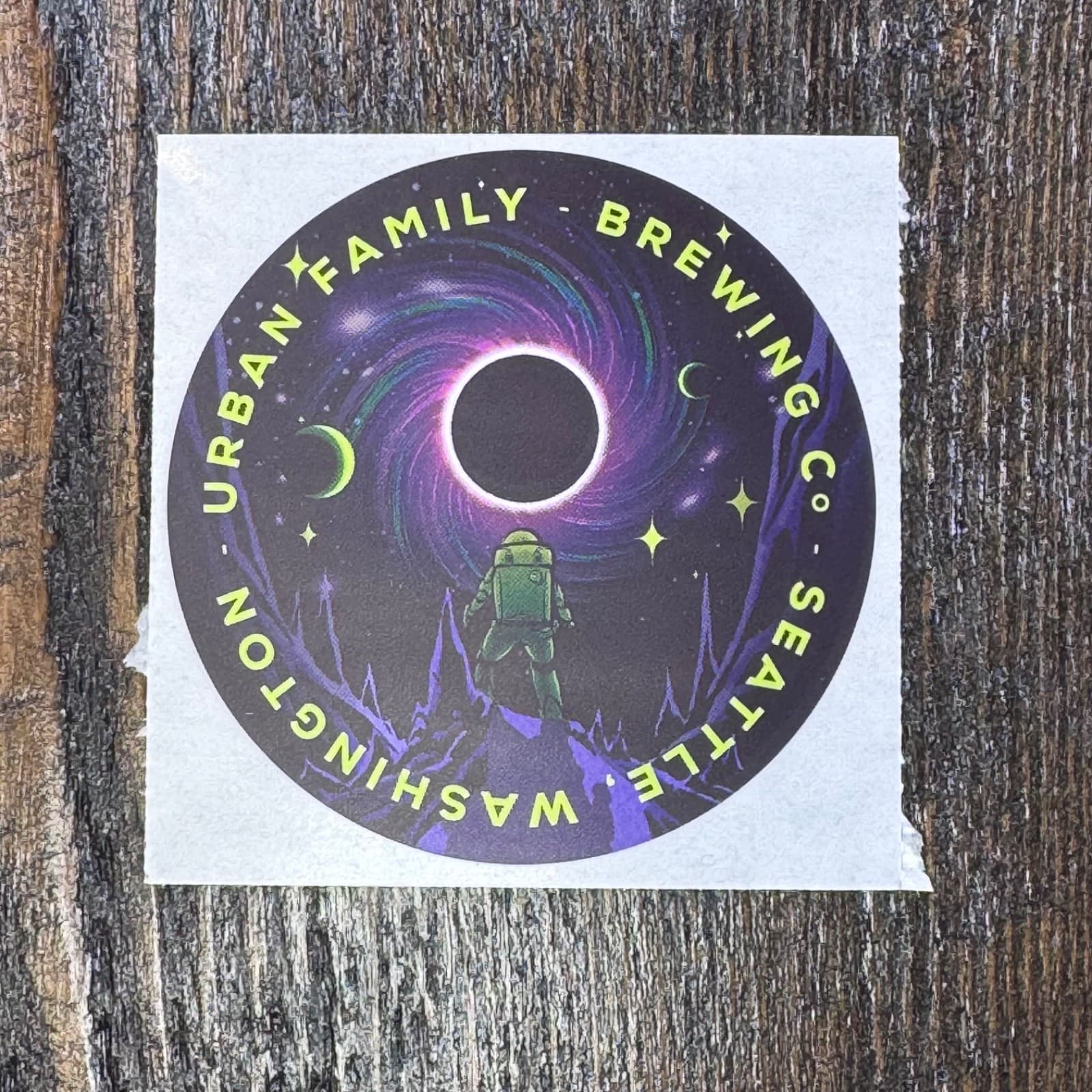 Urban Family Brewing Co - Space Astronaut Moon -Beer Sticker - Label