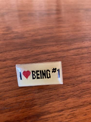 I (Love) Red Heart Being #1 Vintage Lapel Hat Pin Award Prize