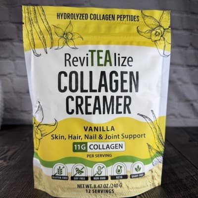 ReviTEAlize Collagen Creamer for Coffee Tea - Grass Fed Peptides Powder Vanilla