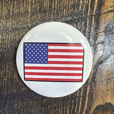 Vintage USA American Flag Button Safety Pin Back Pin Patriotic
