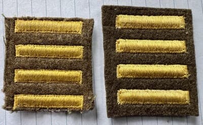 Vintage Lot Of 2, WWII, US Army Overseas Patches Four Bars, 2 Years - Original