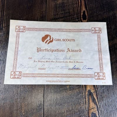 Girl Scout Cookie Sale Certificate
