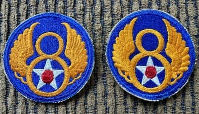 Vintage Lot Of 2, WWII, USAAF 8th Air Force, Patches - Original - Great Shape!