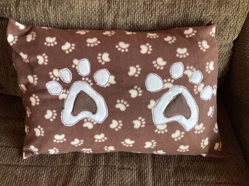 Handmade Kids Fleece Standard Pillow Case Brown Puppy Dog Cat Kitten Paws Animal