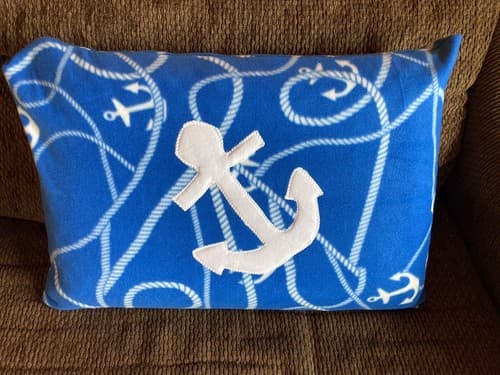 Handmade Kids Fleece Standard Pillow Case Blue Nautical Anchor Sailing Ship Sea