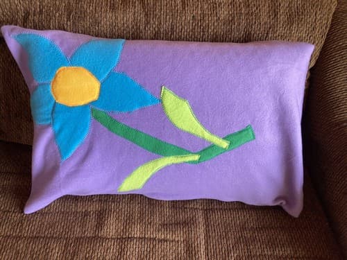 Handmade Kids Fleece Standard Pillow Case Purple Lavender Flower Garden Floral