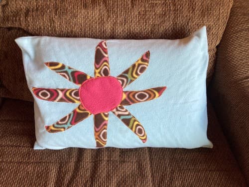 Handmade Kids Fleece Standard Pillow Case Light Blue Flower Star Sun Burst