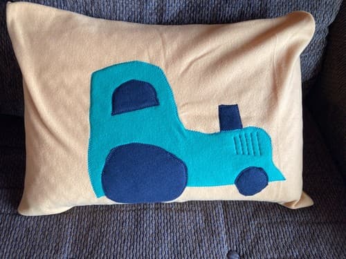 Handmade Kids Fleece Standard Pillow Case Mustard Yellow Tractor Farm Ranch