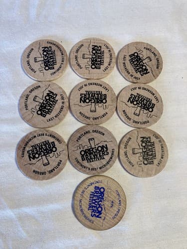10 Oregon Brewers Festival Wooden Nickels, Portland beer breweries Brewfest