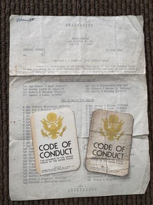 2 Armed Forces Code Of Conduct Cards/Award Of Good Conduct Medal Paperwork, 1944