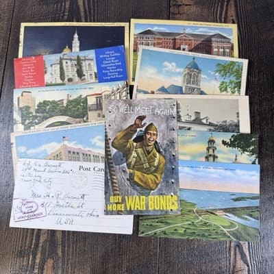 11 VTG Postcards 1940's WWII - Military - Buildings - San Antonio - VP Barkley