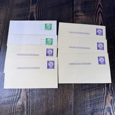 5 USPS Unused VTG 1954 3¢ Statue of Liberty & 2 Lincoln 1968 5¢ Stamp Postcards