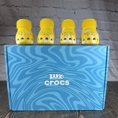 Bark Crocs Pet Dog Boots Rare Yellow Medium - AUTHENTIC - Dog Walk Protect Paws