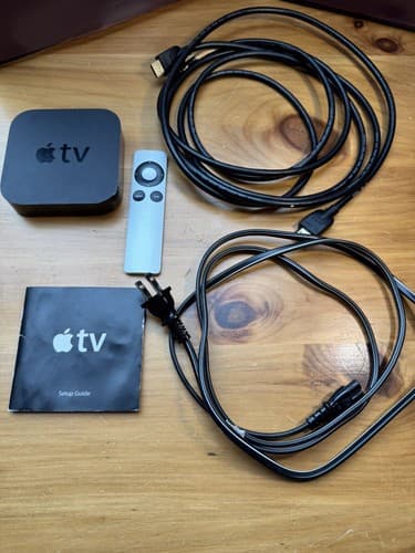 Apple TV 3 Media Streamer - Black, Wi-Fi + Ethernet 8gb Tested A1469 Cables