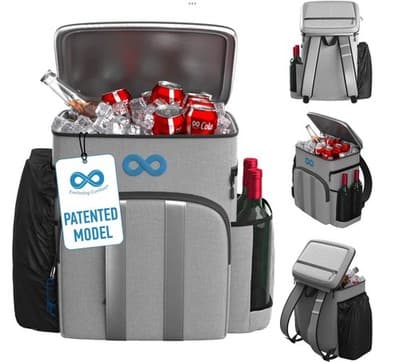 Everlasting Comfort Insulated Backpack Cooler Gray 34 Can Capacity PEVA