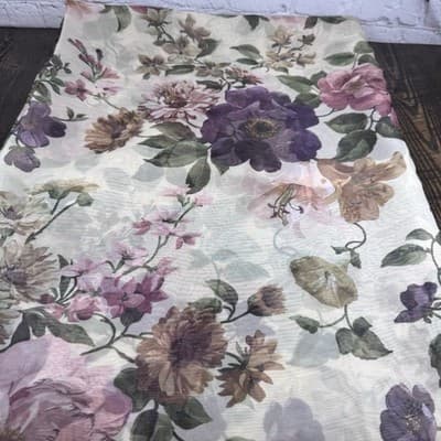 2x VTG Sheer Floral Curtain Scarf Valance Topper Drape Fabric Material