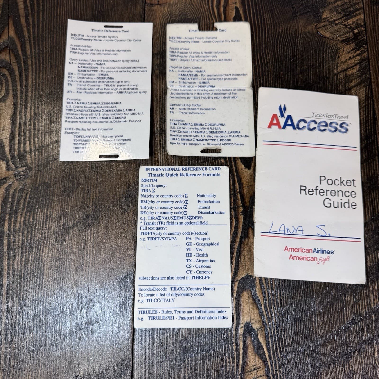 American Airlines Pocket Reference Guide And Timatic Card