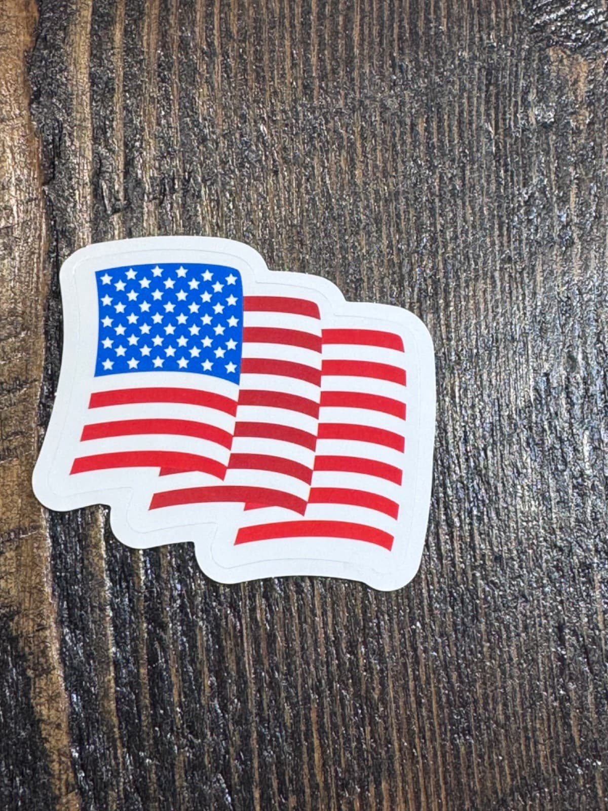 Patriotic sticker - Wavy USA Flag - Decal 2”